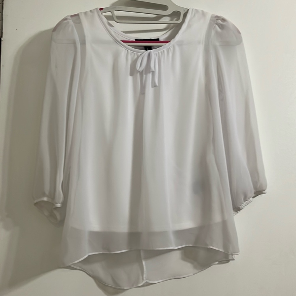 Amy Byer Girls White Blouse sheer with tank top underneath Size L / 14